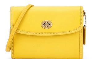COACH Замковый кожаный кошелек Сумка через плечо женская макарун желтый