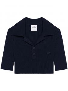 Courrèges укороченная рубашка поло, синий