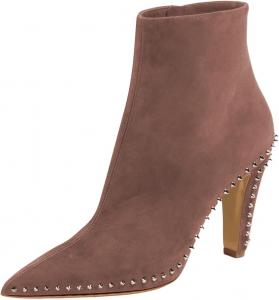 Женские закрытые ботильоны Miss Left с заостренным носком, заклепками, боковой молнией, толстым высоким каблуком, короткие ботинки для вечеринки и работы, размеры 4-16 US, Brown