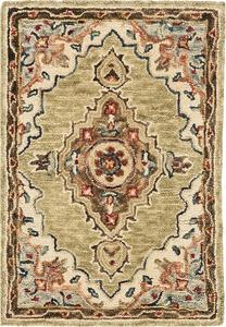 Ковер SAFAVIEH, 69 x 153 см, Aspen Collection, Sage & Brown, ручной работы, бохо медальон, шерсть, идеально для помещений с высокой проходимостью: прихожая, гостиная, спальня (APN506A)