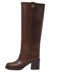 MIU MIU Высокие сапоги женские коричневые