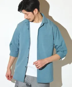 Рубашка с широким воротником и рукавами три четверти из полиэстера Union Station, цвет Light Blue