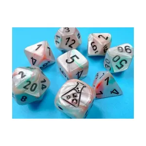 Poly Set Lustrous Luminary Sea Shell с черным (8), Dice - Lab - Poly Sets (Chessex)