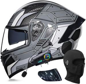 Шлем мотоциклетный модульный ACLFFSHOP, черный / серый