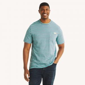 Футболка Nautica Mens Nautica Jeans Co. Big & Tall в полоску с круглым вырезом, цвет dusty turquoise 16-5114