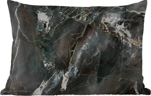 Подушка для улицы - мрамор - черный - золотой - узор - 60 x 40 см - водонепроницаемая - подушка для отдыха - декоративная подушка - подушка для дома MuchoWow