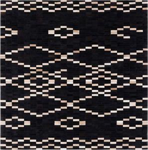 Ковер SAFAVIEH, 183 x 183 см, Studio Leather Collection, Black & Beige, ручное плетение, современный плоский переплет, идеально для помещений с высокой проходимостью в гостиной, спальне (STL236Z)