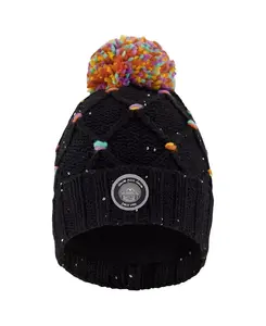 Вязаная шапочка для девочек с помпоном и мелкими пайетками - для малышек и для взрослых. Deux Par Deux, черный