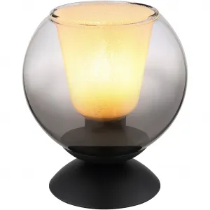 Настольная лампа BARRY E27 1 шт. Настольный светильник/Металл/Стеклянный шар дымчатого цвета/Прозрачные стеклянные кристаллы Globo Lighting, черный