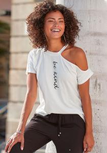 LASCANA Женский топ с вырезом на рукаве, кремовый