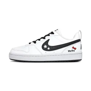 Nike Детские противоскользящие и износостойкие низкие кроссовки для скейтбординга Court Borough, черные и белые, для подростков