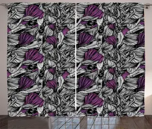 Шторы ABAKUHAUS в стиле гранж, винтажные, с приглушенными волнистыми линиями, универсальные, с петлями и крючками, для гостиной, 280 x 225 см, цвет "коксовый серый" и фиолетовый Abakuhaus