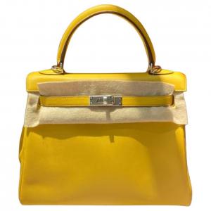 HERMES Кожаная сумка Kelly Swift, сумка через плечо, кроссбоди, женская ярко-желтая