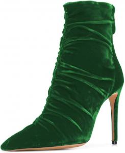 Женские закрытые ботинки с острым носком FSJ, удобные, складчатые, на молнии, высокие каблуки-стилет, на молнии, стильная обувь для вечеринок, размеры 4-15 M US, Green