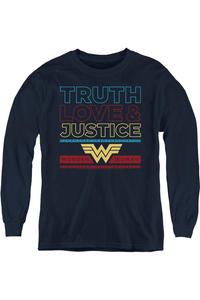 Футболка с длинным рукавом Wonder Woman 84 «Правда, любовь, справедливость» для молодежи Gildan, темно-синий
