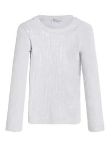 Свитер с пайетками Brunello Cucinelli Kids, серый
