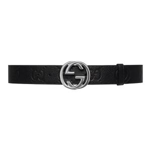 GUCCI Широкий пояс с переплетающейся пряжкой G, Black