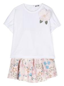Il Gufo комплект из топа и юбки с цветочным принтом, белый