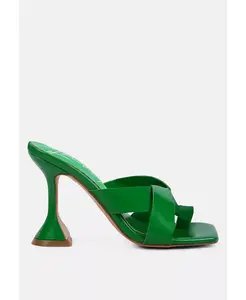 Женские босоножки на каблуке с переплетенным кольцом для пальцев London Rag, зеленый