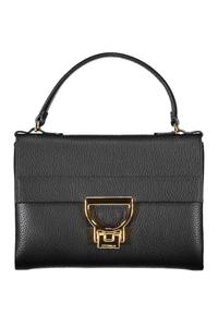 Женская сумка Coccinelle кожаная с ручкой и золотым замком, черный