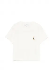 Футболка с вышивкой в виде лисы Maison Kitsuné, бежевый