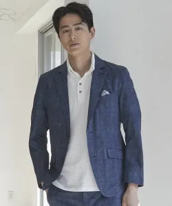 Пиджак с меланжевым сетчатым принтом, сшитый по фигуре Union Station, цвет Navy