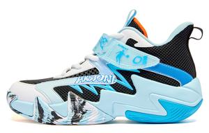 QIAODAN Детские баскетбольные кроссовки Mid top Sky Blue с амортизацией, устойчивостью к истиранию и дышащие