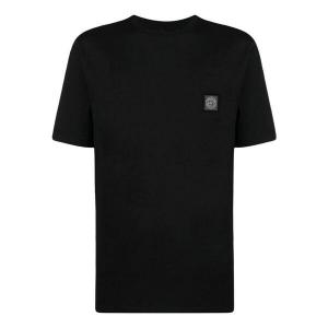 Футболка pisato effect logo patch t-shirt 'black' Stone Island, черный