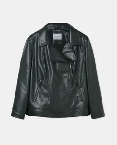 Женская гладкая кожаная куртка в стиле байкера Couchel, темно-зеленый