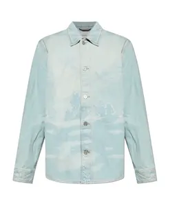 Джинсовая рубашка с пейзажным мотивом Lacoste, синий