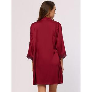 Женские пижамы из 2 предметов, шелковая ночная рубашка на бретельках с халатом, атласные комплекты Cheibear, черный