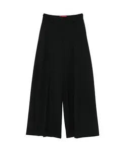 Черные плиссированные широкие шерстяные брюки Thelatest, черный