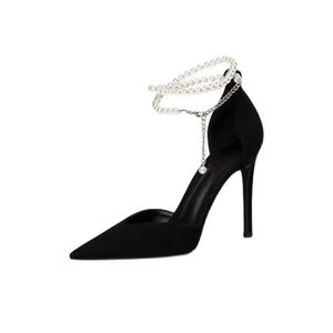 MXGM Туфли на высоком тонком каблуке женские, черные