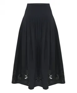 Элегантная струящаяся юбка с кружевной отделкой Kocca, черный