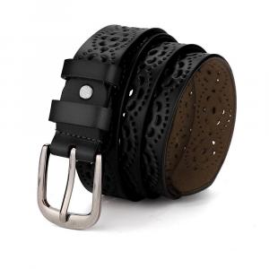 Полый цветочный ретро винтажный ремень из искусственной кожи с пряжкой для женщин Unique Bargains, черный