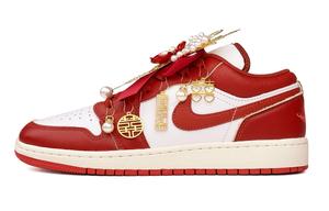 Jordan Кроссовки Air 1 Vintage баскетбольные женские Low top Red/White/Gold