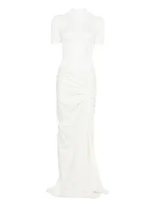 Макси-платье Fusion с драпировкой и воротником-стойкой Christopher Esber, белый