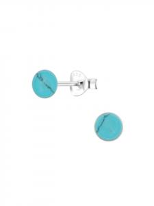 Alexander York Серьги-гвоздики из перламутра и ракушечника, бирюзовый цвет, 6 мм, из серебра 925 пробы, комплект из 2 штук