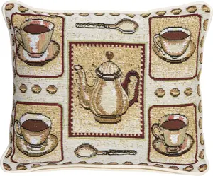 SPRÜGEL декоративная подушка "кофе-брейк" с кофейными чашками 33х25 см, цвет bunt + gemustert