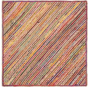 Ковер SAFAVIEH, 183 x 183 см, Cape Cod Collection, Natural & Red, ручной работы бохо из джута и хлопка, идеален для помещений с высокой проходимостью в гостиной, спальне (CAP311B)