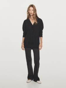 Кардиган oversize с V-образным вырезом из 100% кашемира Massimo Dutti, черный