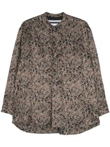 White Mountaineering атласная рубашка с принтом пейсли, черный