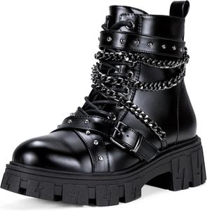Женские ботинки Jeossy 9620 Chelsea, ботильоны на высокой платформе с массивным каблуком, модная подошва с протектором, с эластичной вставкой, Combat Moto-9621-Black