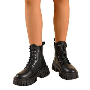 Женские модные ботильоны на щиколотку с пряжкой, платформой и высоким каблуком, байкерские ботинки, шнуровка, грулая подошва, готические ботинки, панк-бутси для женщин No Brand, 6 Black