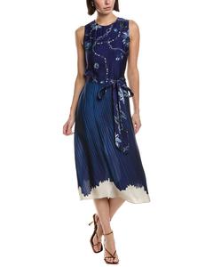 Платье миди Marchesa Notte с принтом из жоржета Marchesa Notte, синий