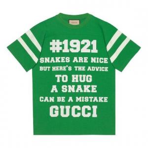 Футболка ss21 1921 series to hug a snake alphabet printing short sleeve green Gucci, зеленый