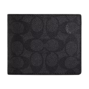 Кошелек SignatureCanvas Coated Canvas Mini женский угольный COACH, подарочный набор (базовый набор+черная коробка)