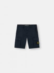Узкие шорты-бермуды с карманами на молнии Stone Island L100011 SUPIMA COTTON TWILL STRETCH-TC, Navy Blue