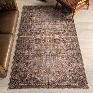 Ковер nuLOOM, 153 x 244 см, с машинной стиркой, водонепроницаемой поверхностью, устойчивый к пяткам, винтажный традиционный ковер для гостиной, столовой, офиса, Isadora Dark Green