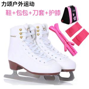 HEAD Коньки HanshuF200 утепленные с плюшевым принтом для детей и взрослых, фигурные, роликовые, хоккейные, F200 + розовая сумка + розовый чехол на лезвие + розовые наколенники, размер 42